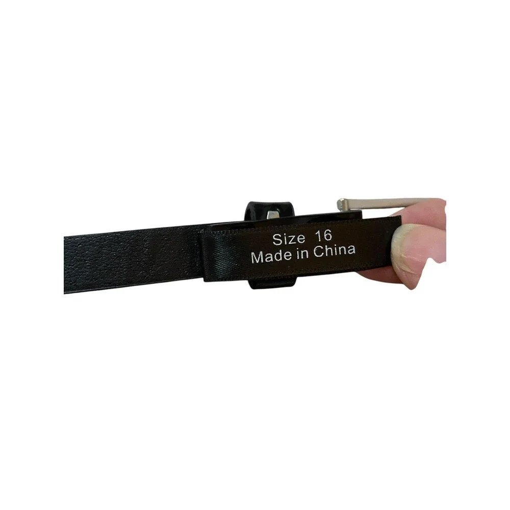 Coldwater Creek Black Patent Skinny Belt Gold Tone Buckle